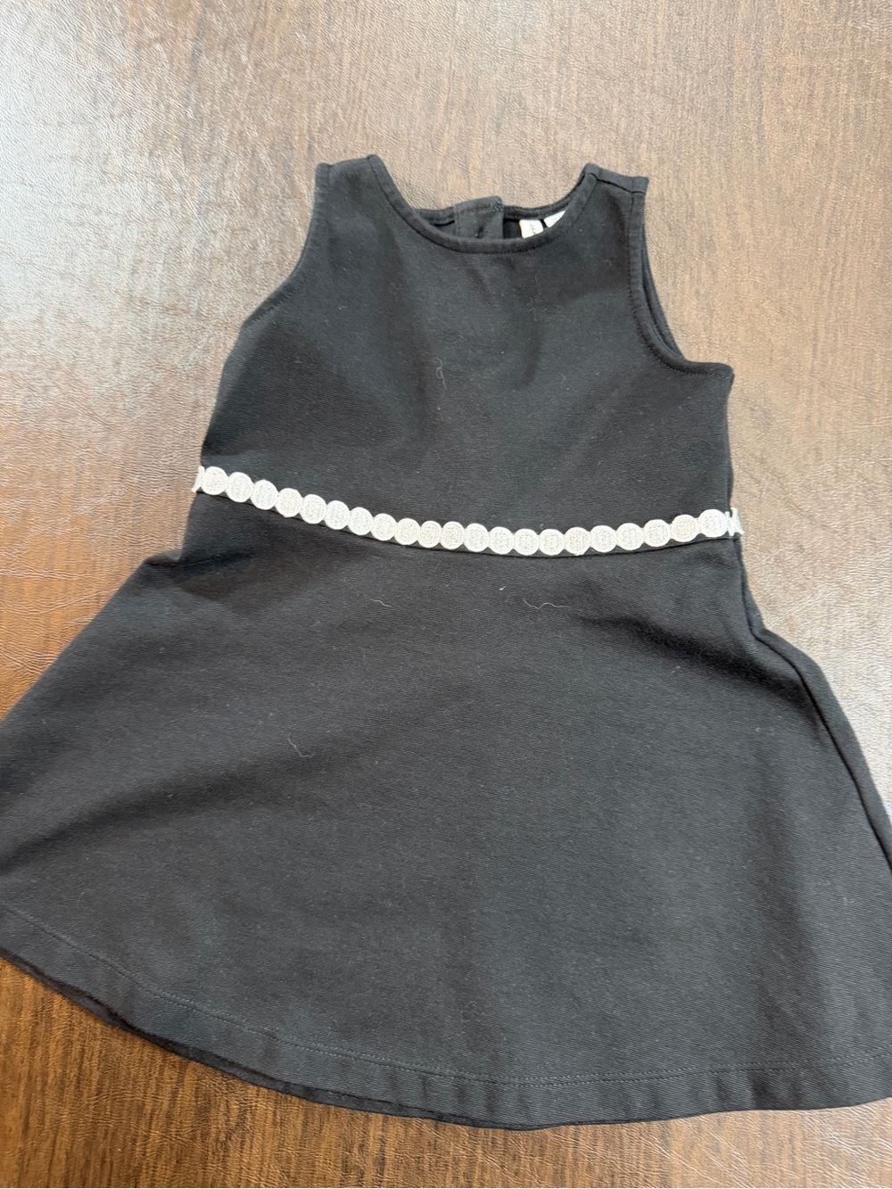 Janie and Jack Girls Black Sleeveless Dress with White Trim Sz 18-24M